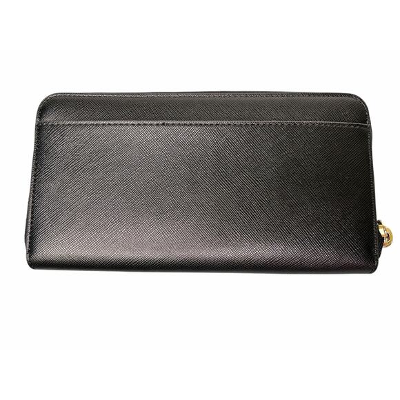 Kate Spade Black Textured Zippered Wallet Gold Logo Hardware 8"x4.5"x1" - Picture 2 of 4
